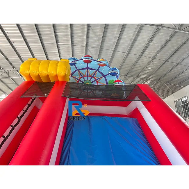 Giant Inflatable Slide & Bouncer Castle, 0.55mm PVC Kids Playground with Safety Net, CE Certified Outdoor Party Equipment