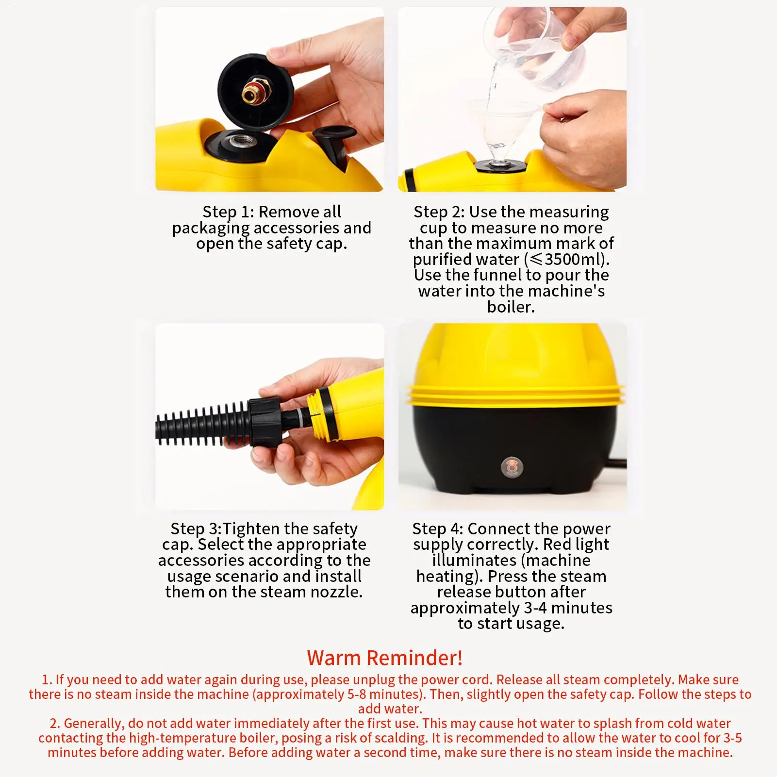 

High Pressure Steam Cleaner 1250W Multi-Purpose Portable Powerful Steamer Grout Floor Fabric Steaming Tool For Car Kitchen