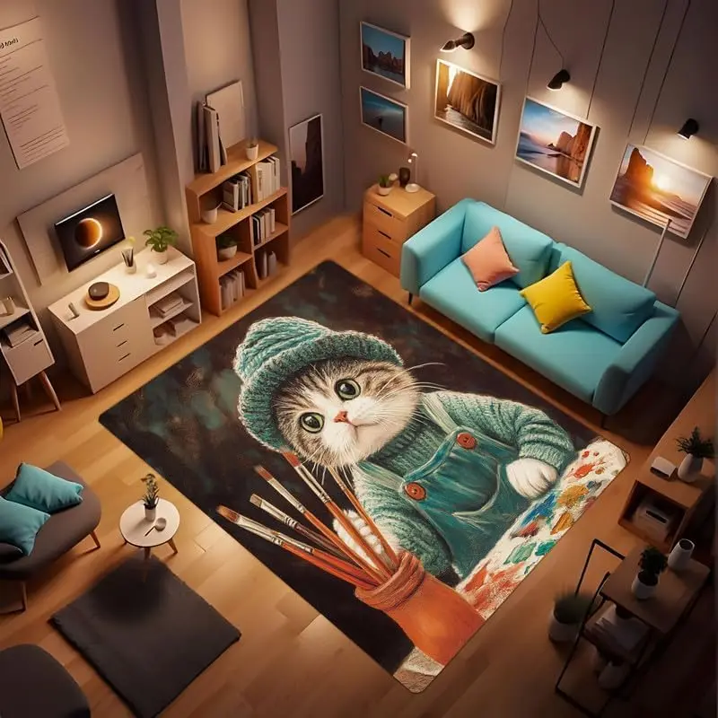 Dog Animal Wood Plank Print Rug, Washable Entry Soft Non-Slip Carpet for Front Door Foyer Bedroom Bathroom Boys Girls Teens