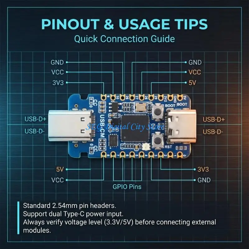 U75B Type C RP2350A Controller Board with GPIO Contacts for Signal Testing Use
