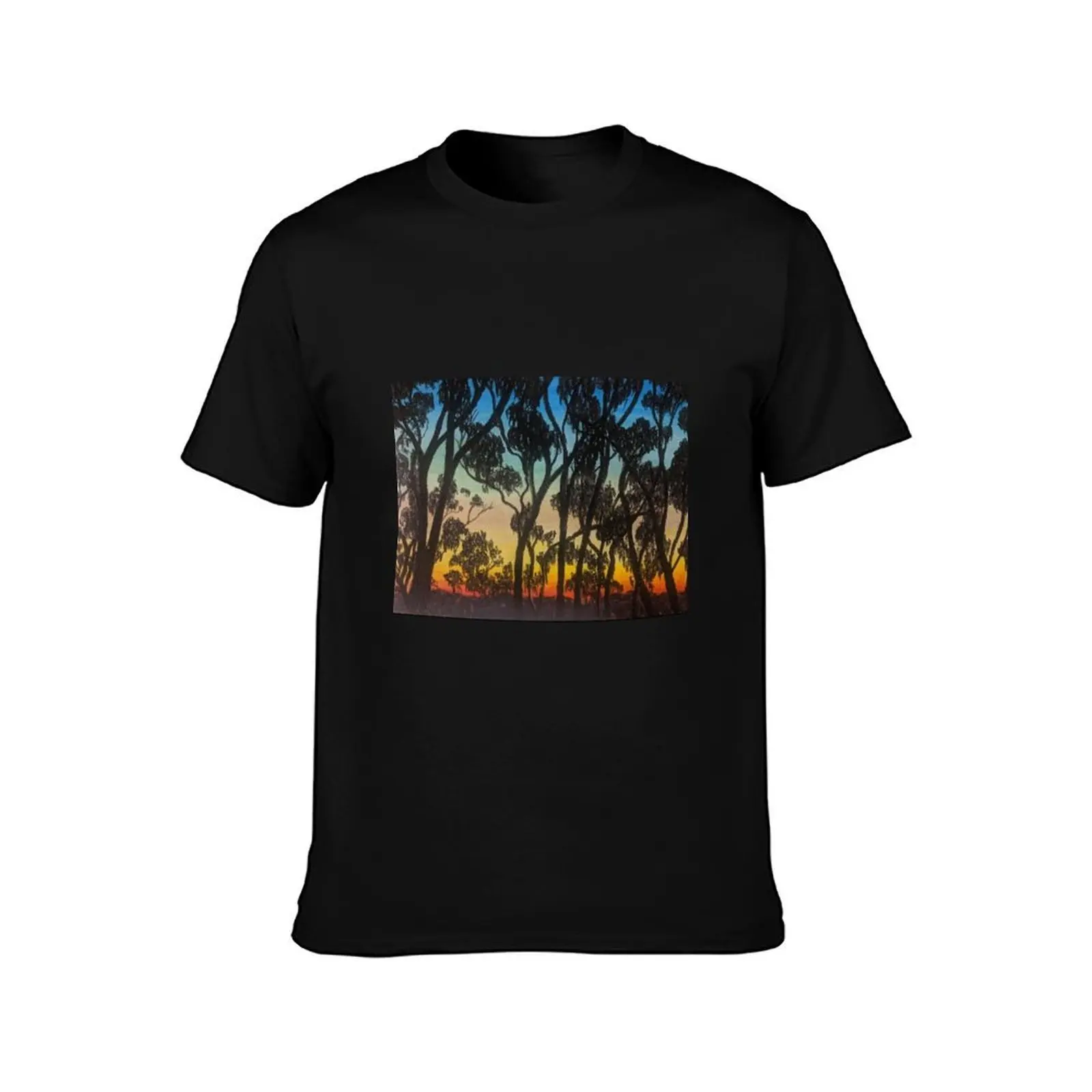 Sunset at Eagle Lodge T-Shirt Retro Style Print Casual Top T-Shirt