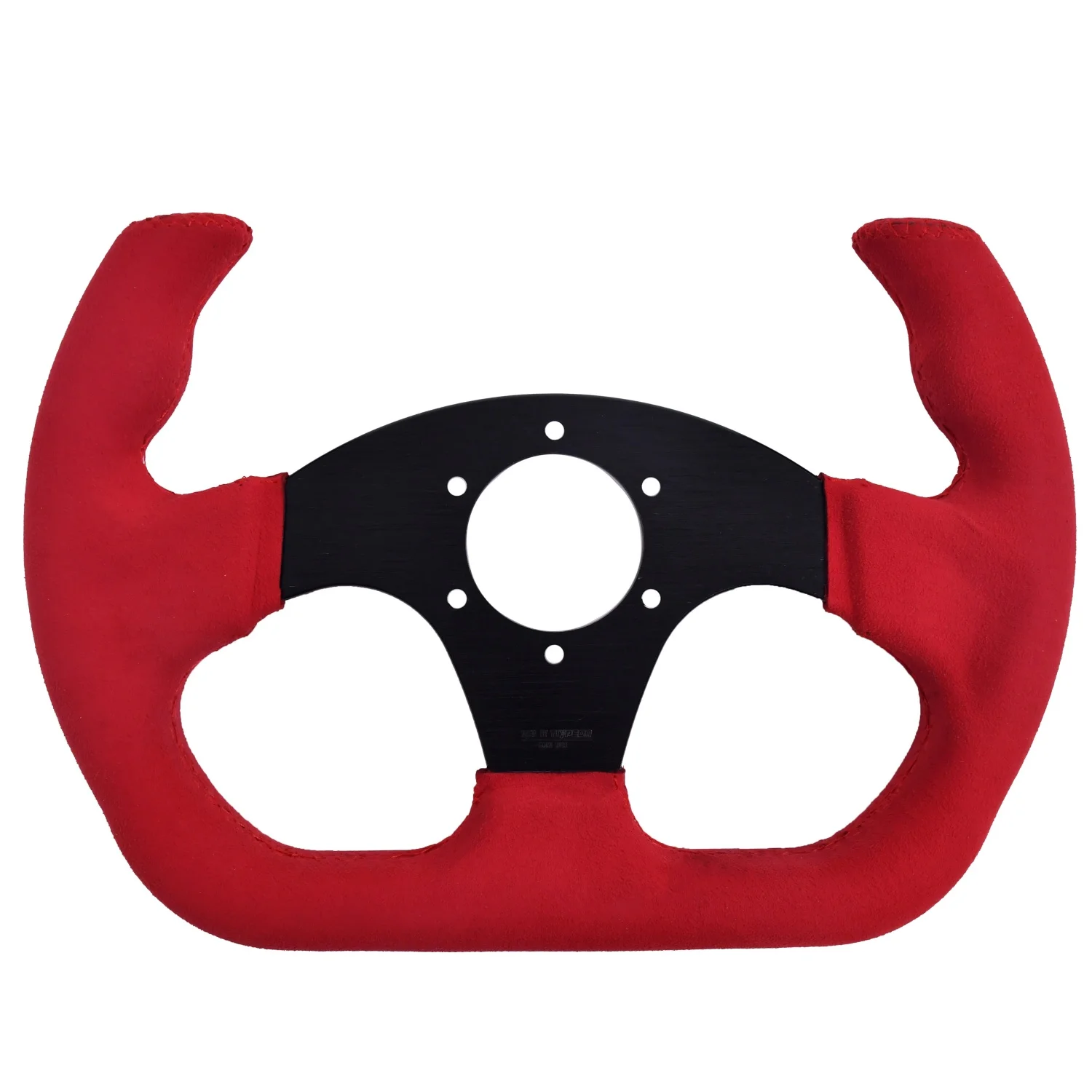 TIYPEOR Universal Suede Red High-quality Flat Bracket Horn Shaped Car Modification Steering Wheel