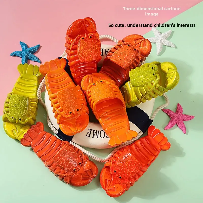 2023 New Unique Small Shrimp Slippers Summer Beach Seaside Essential Indoor Outdoor Cool Slippers Parent-child Couple