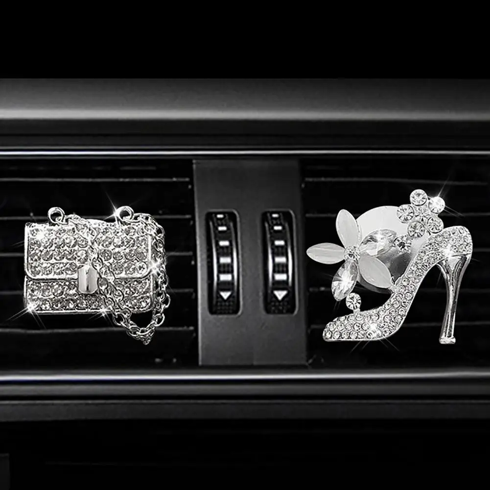 عالية الكعب سيارة العطور كليب ، شكل حقيبة يد ، لامعة حجر الراين ، السيارات منفذ الهواء المعطر ، مقطع العطور ، اكسسوارات السيارات الداخلية