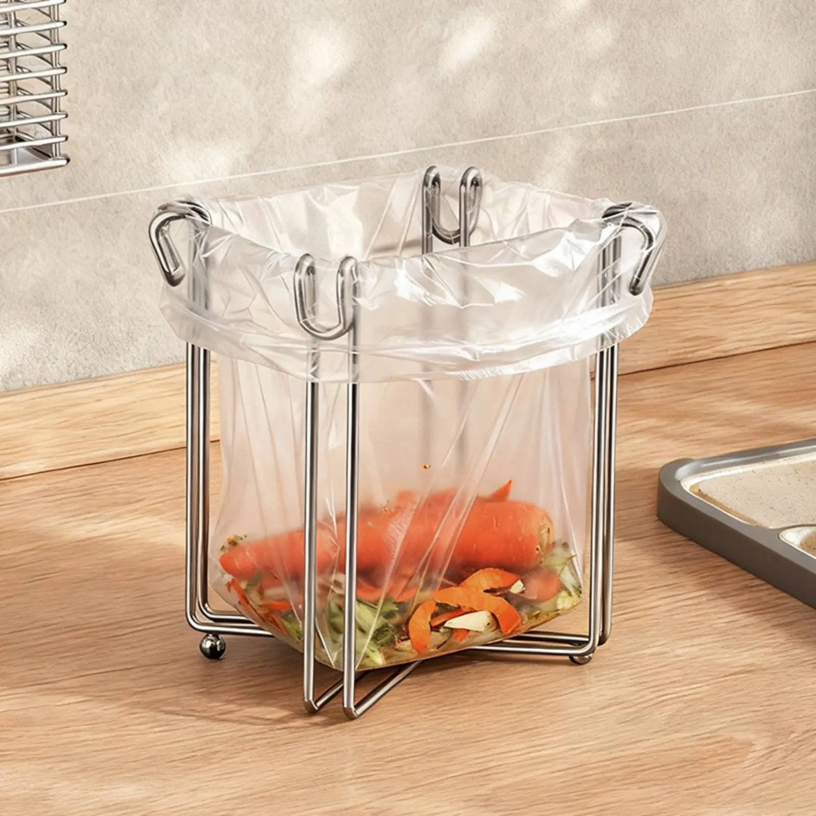 

Countertop Trash Bag Stand Wide Opening Stainless Steel Garbage Bag Holder Kitchen Wire Frame Trash Holder Rustproof for Camping
