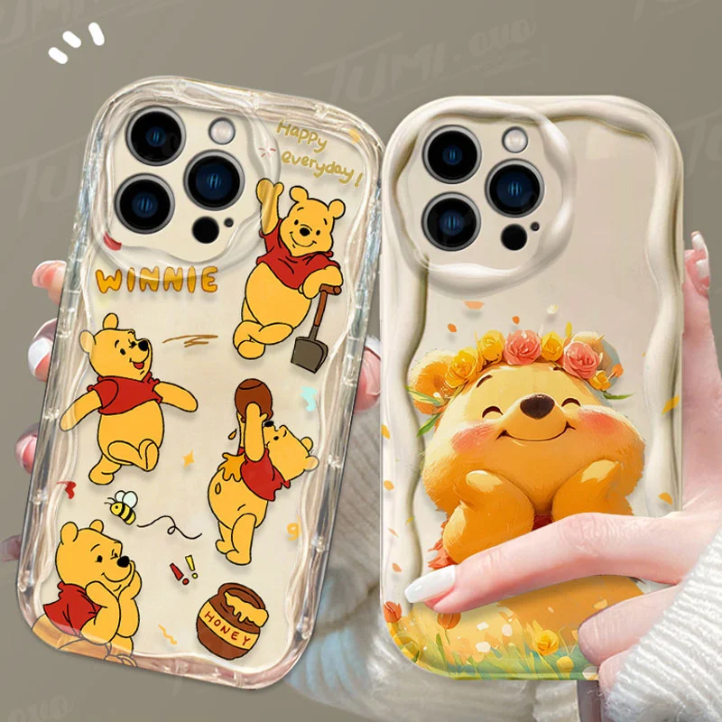 Disney Winnie The Pooh 3D Wave Case For iPhone 15 14 13 12 11 Pro Max X XR XS 8 7 6 6S Plus SE 2020 Clear Soft Silicone Cover