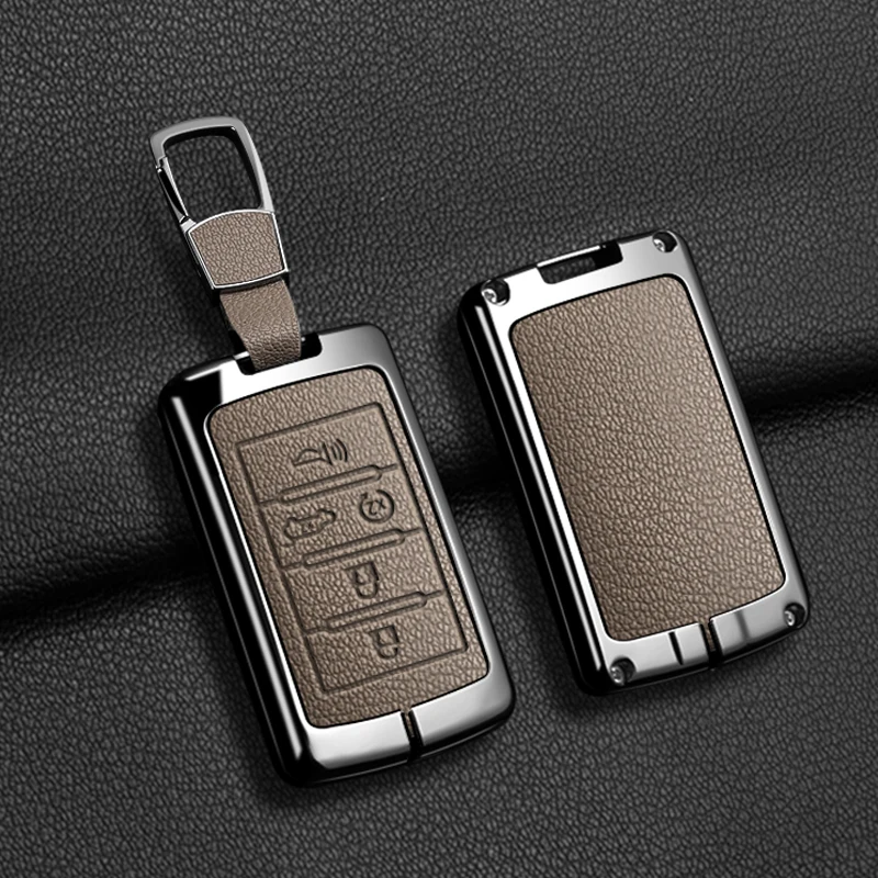 

Zinc Alloy Leather Car Remote Key Case Cover Shell For Jeep Grand Cherokee Wagoneer Obsidian II 2021 2022 2023 Accessories