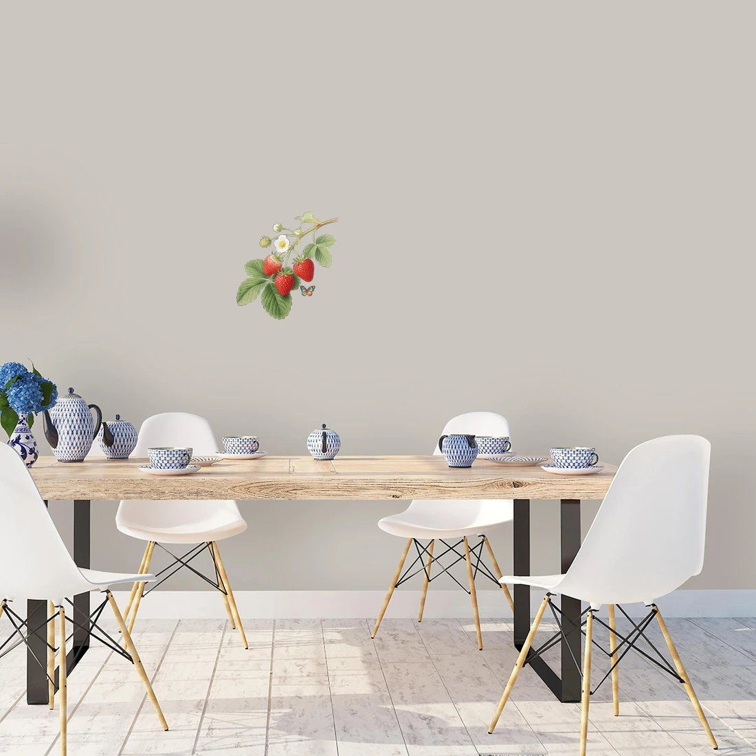 Three Ratels CFN140 Illustration style strawberry wall stickers for home decoration kitchen decals