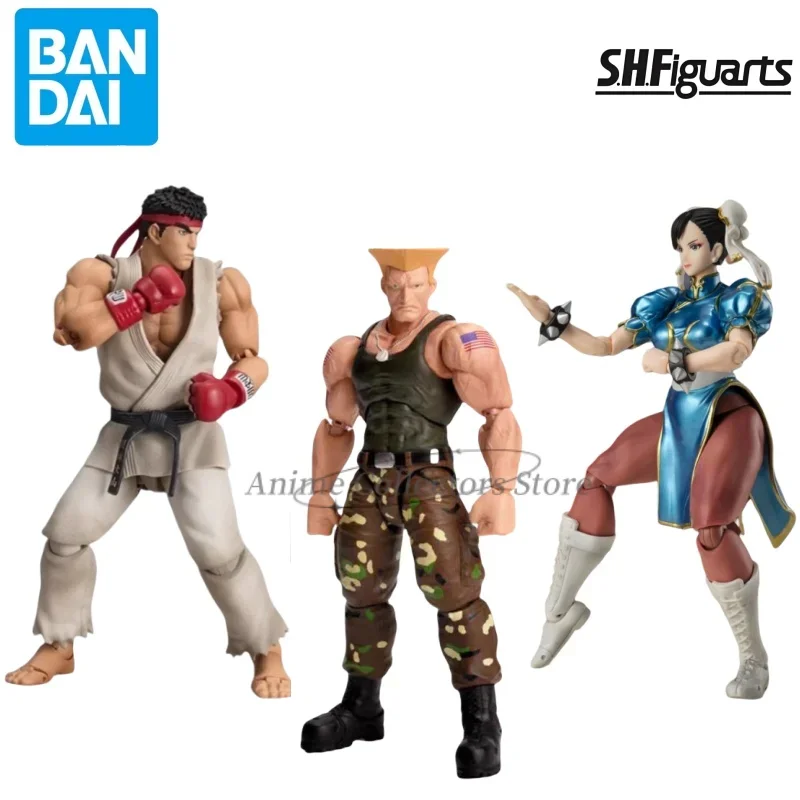 

Bandai Shfiguards SHFStreet Fighter Chun Li Ryu Guile Anime Figure Game Model Toys Desktop Ornaments Collectible Gifts