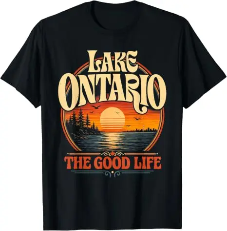 Ontariosee - Vintage Herren Damen 70er 80er Grafik Retro Lustiges T-Shirt Ontariosee Forever EST.1656 Weiches Baumwoll-T-Shirt Neuheit – Detail 6