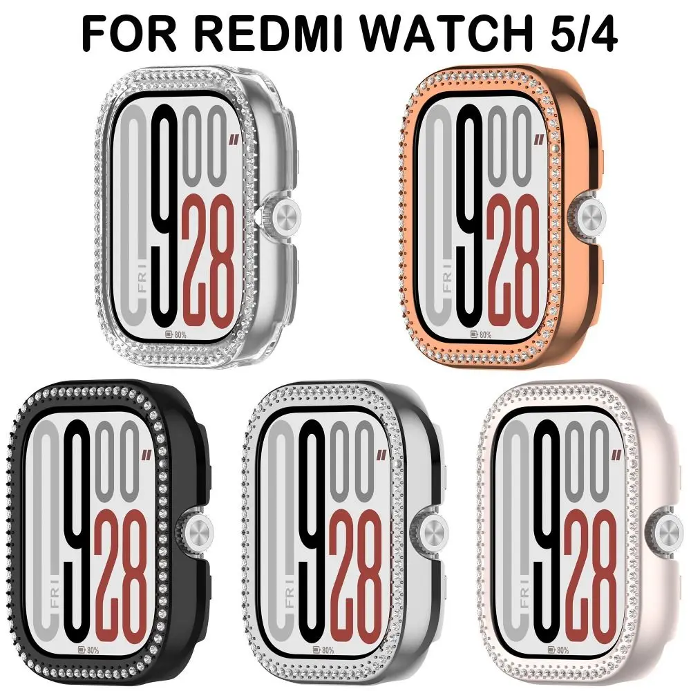 PC Case For Xiaomi Redmi Watch 5 4 Diamond Crystal All-Around Protective Cover For Redmi Watch 5/4 Smart Watch Protector Bumper