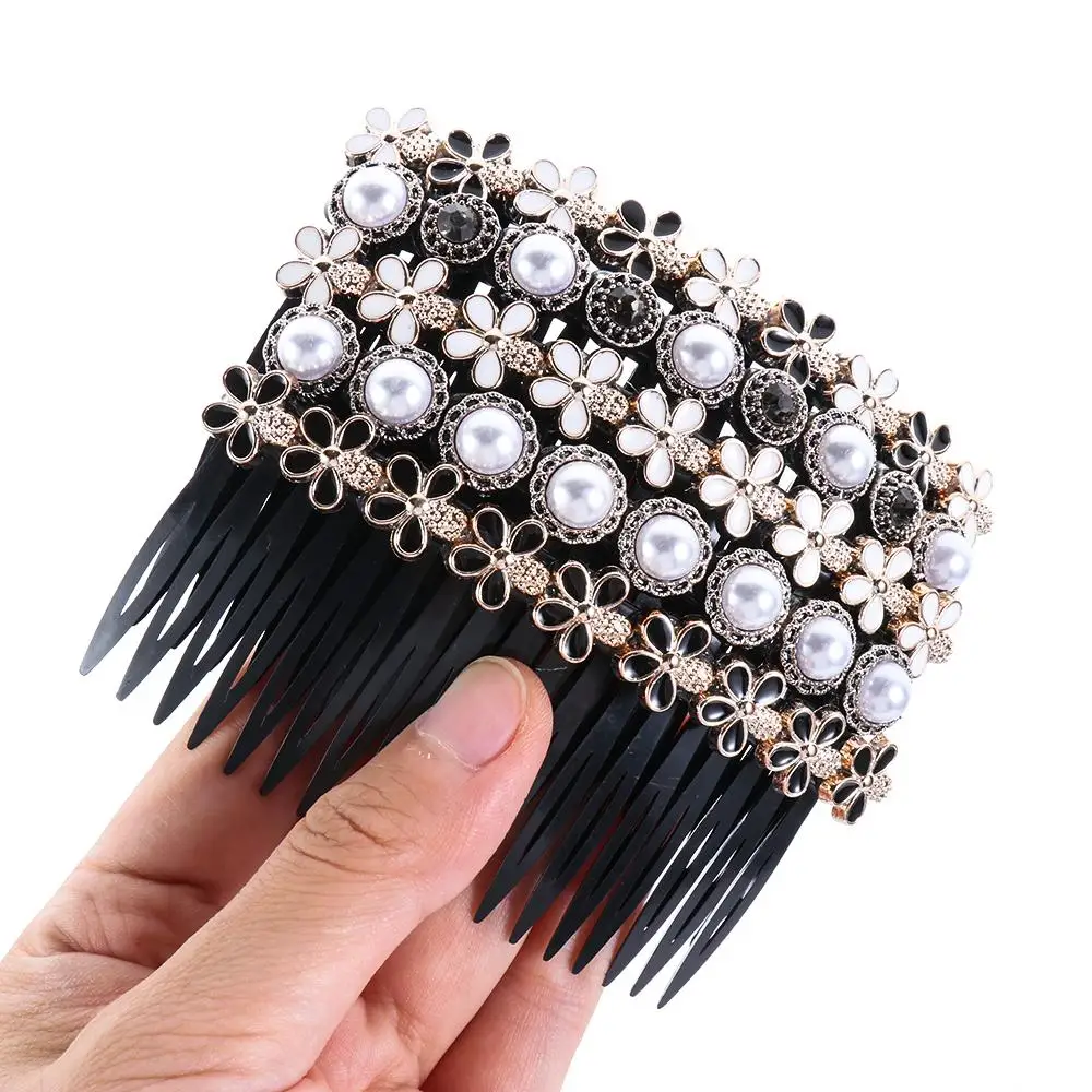 20 Teeth Girls Hair Accessories Headwear Inserted Hair Comb Bangs Hairpins Rhinestone Buttons Hair Clip