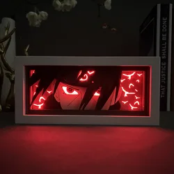 Uchiha Itachi 3d Anime Led Light Box Naruto Minato Action Figure Speelgoed Papier Carving Licht Lamp Voor Kamer Decor Kid Brithday Cadeau