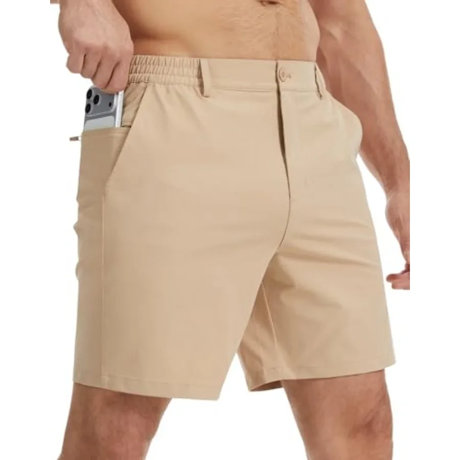 

Мужские легкие повседневные шорты для гольфа QPNGRP с внутренней длиной штанин 7 дюймов, быстросохнущие, эластичные, с 3 карманами