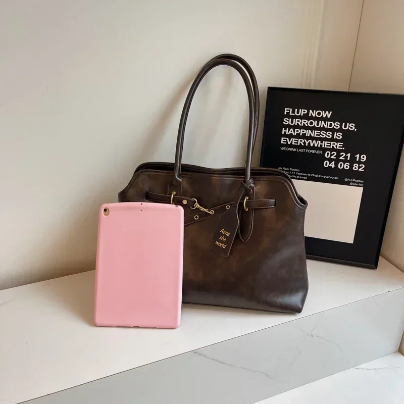 High Capacity Fashion PU Shoulder Bag Solid Color High Quality Casual Tote Handbag 2024 Hot Sale Bags for Women Bolsas Femininas