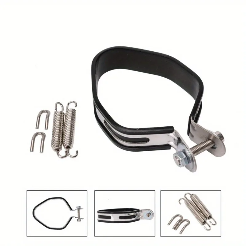 1 Set Motorrad-Auspuff Kohlefaser-Schalldämpfer Klemmring Halterung Edelstahl-Vorrichtung