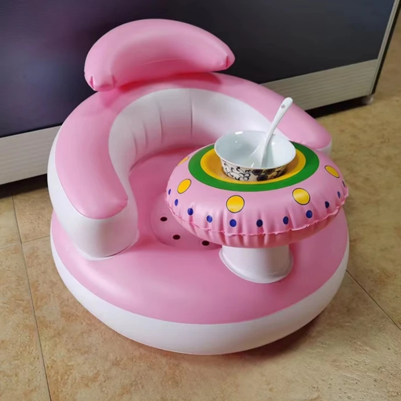 Baby Inflatable Sofa Seat Multifunctional Cartoon PVC Toddler Feeding Chair Support Seat Sofa Learning To Sit Chair Baby Seat