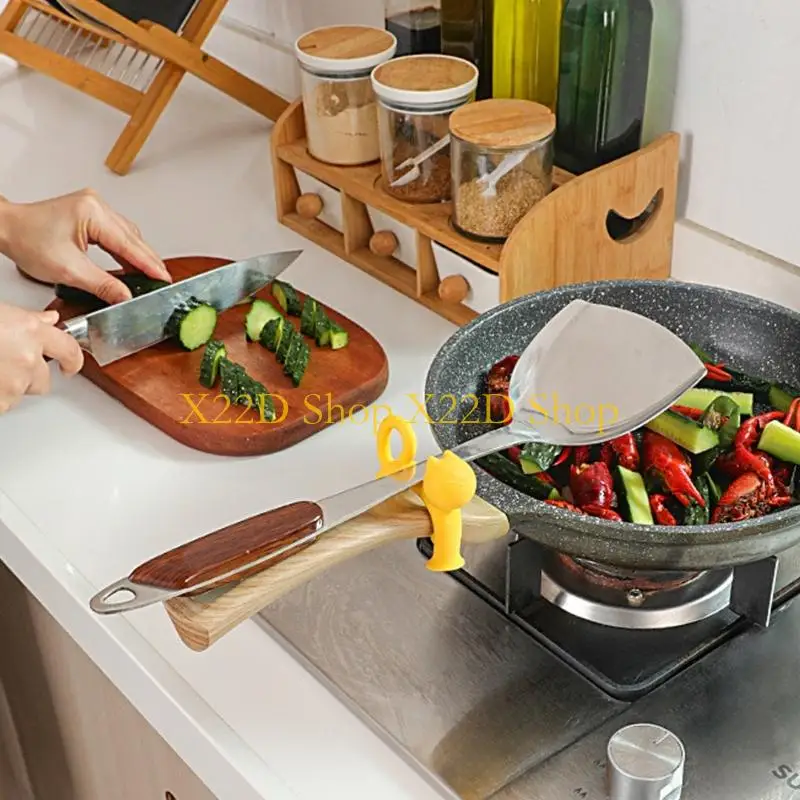 X22D Practical Silicone Spoon Rest Cats Design Heat Resistant Kitchenwares Storage Solution