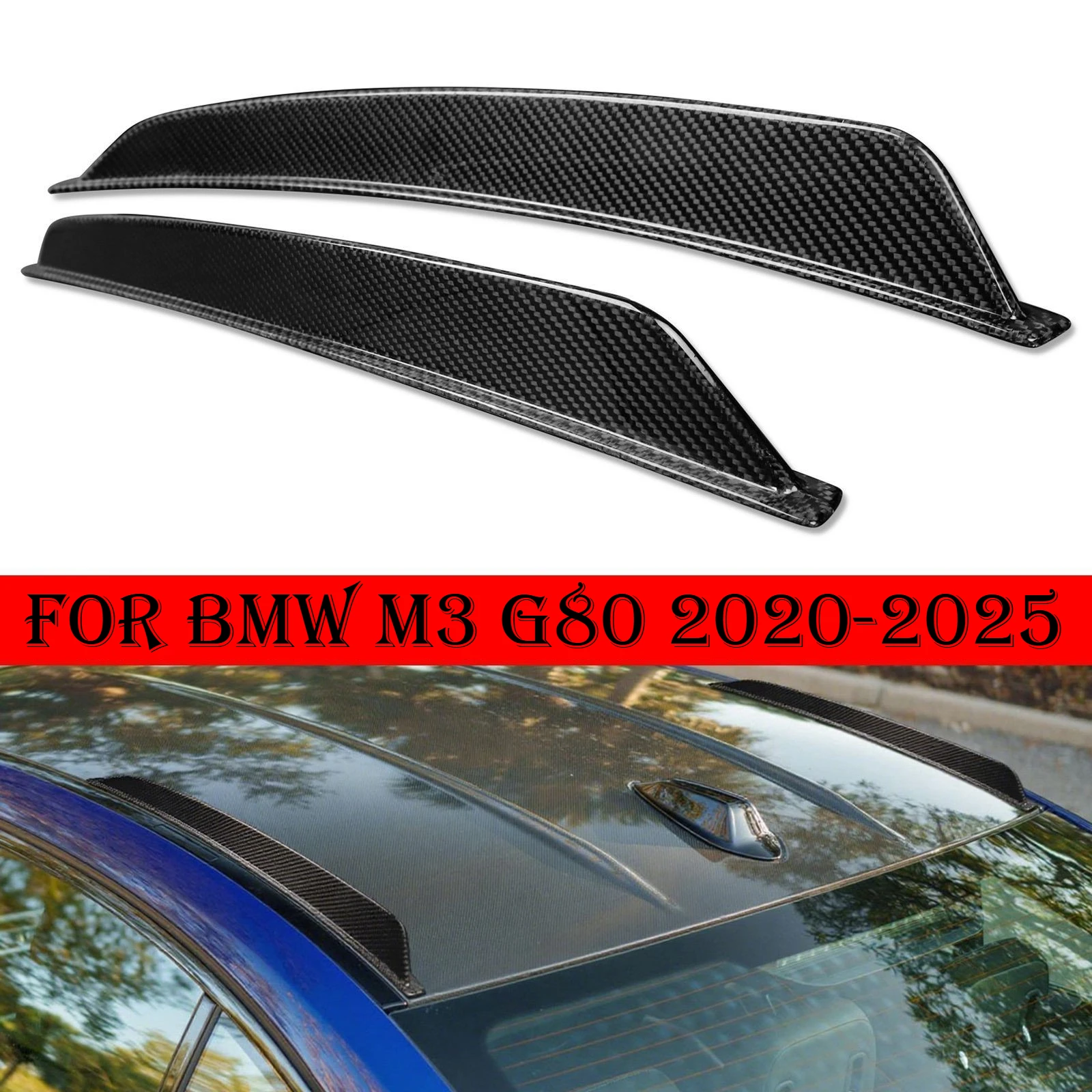 

Car Roof Spoiler Top Side Wing Lip Set For BMW M3 G80 2020-2025 Carbon Fiber Trim ABS Wings Lip Auto External Modify Accessories