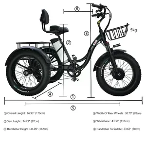 Elektrische Dreirad 20 -Zoll -Fettreifen 500W12AH Snow Mountain 3 Räder Elektrisches Fahrrad Freizeit Großer Lagerkorb Erwachsener Dreirad Dreirad Dreirad 10 Hauptverkaufsmoto -Dreirad Elektro - №10