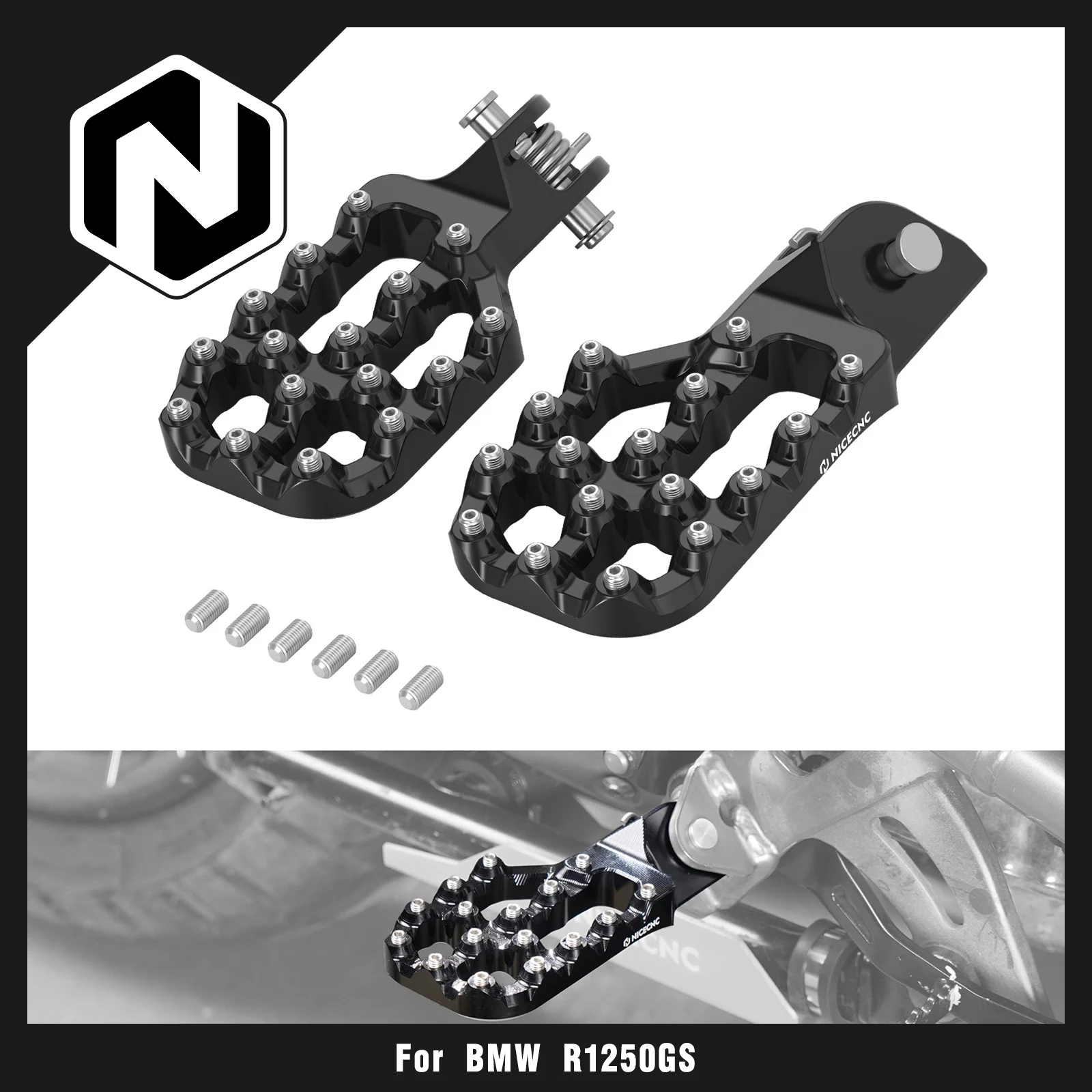 

NICECNC Wide Offset Footpegs Footrests For BMW R 1250 GS R1250GS Adventure 2019-2024 2023 R 1200 GS Adventure 2013-2018