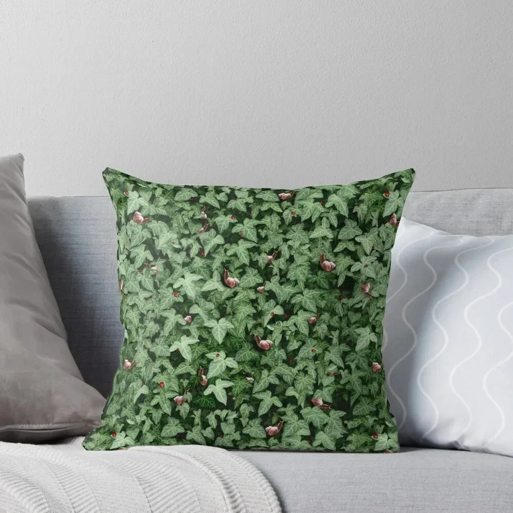 Ivy wall with snails and ladybugs Throw Pillow Plaid Sofa Cusions Cover Cushions Cover Pillow