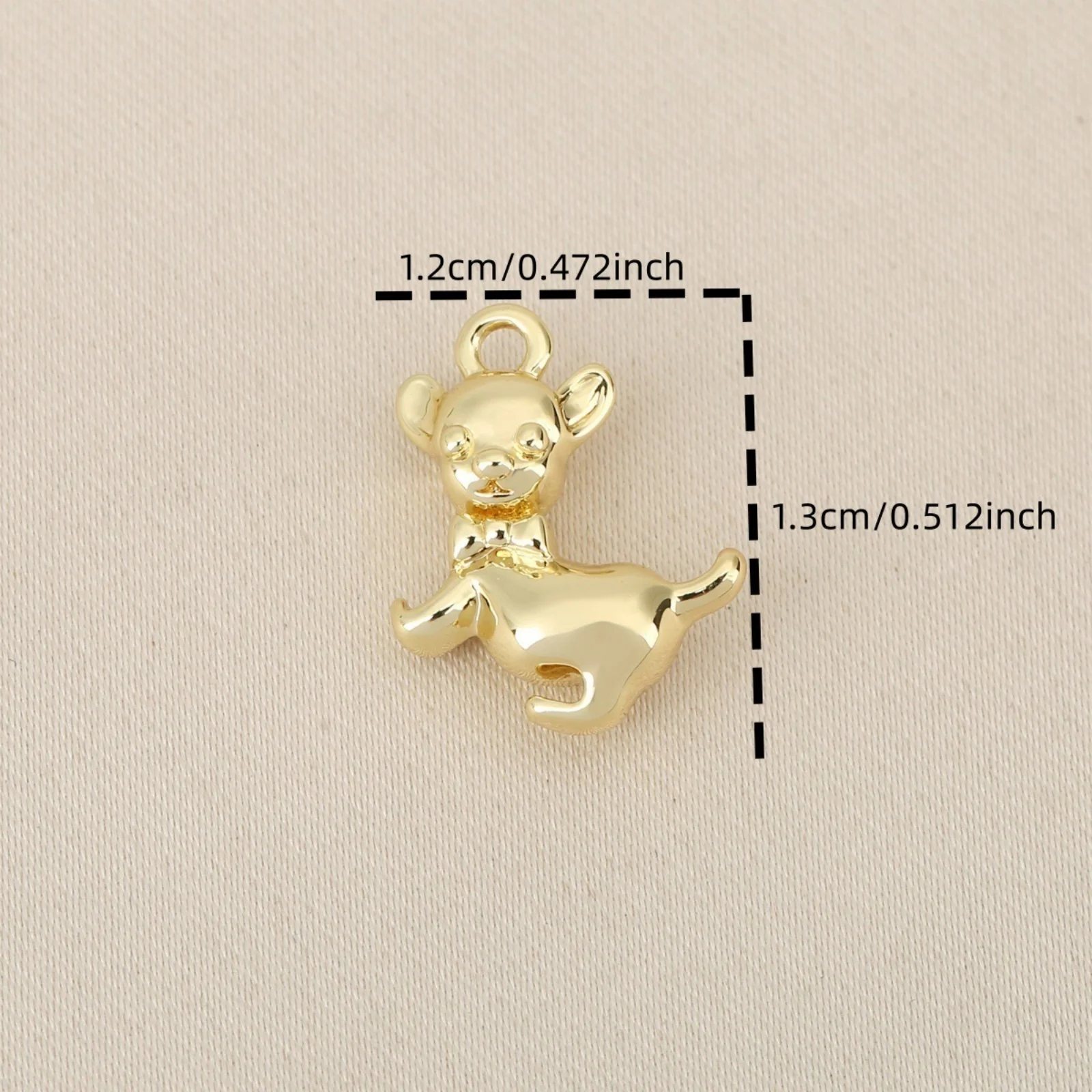 2pcs Cute Cartoon Brass Charms Gold Plated Dog Animal 3D Mini Pendants DIY Necklace Bracelet For Women Men Jewelry 13mm x 12mm