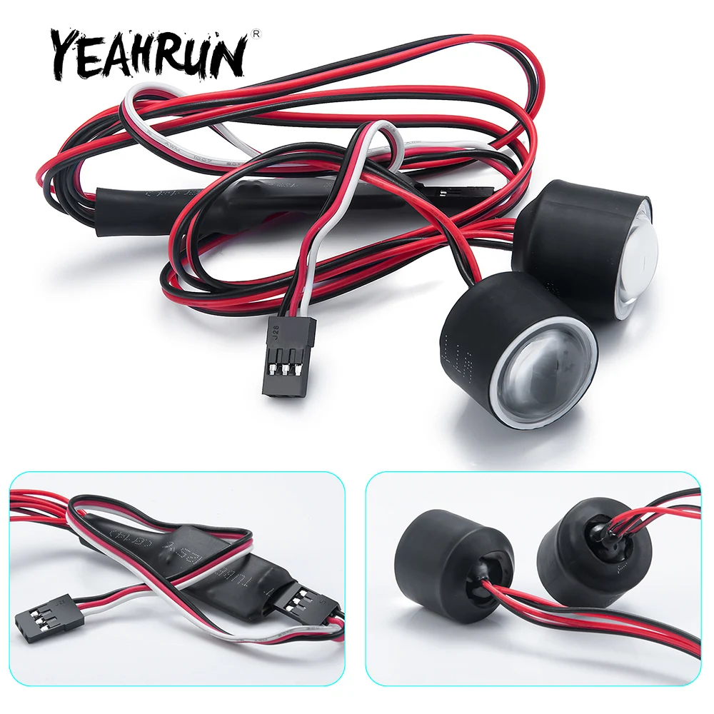 YEAHRUN Angel Eyes LED Headlights for Axial SCX10 III AXI03007 AXI03006 Wrangler Gladiator 1/10 RC Crawler Car Parts