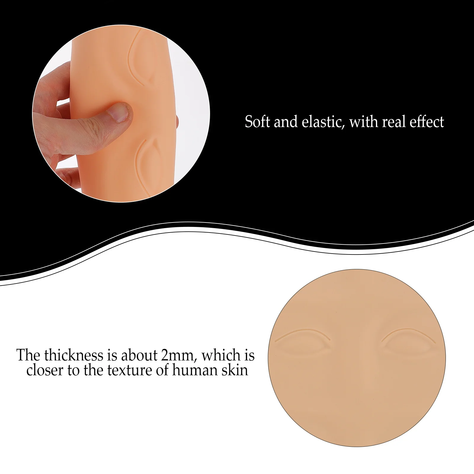 3 fogli per allenamento con texture realistica in silicone per pratica di microblading della linea degli occhi per artisti principianti