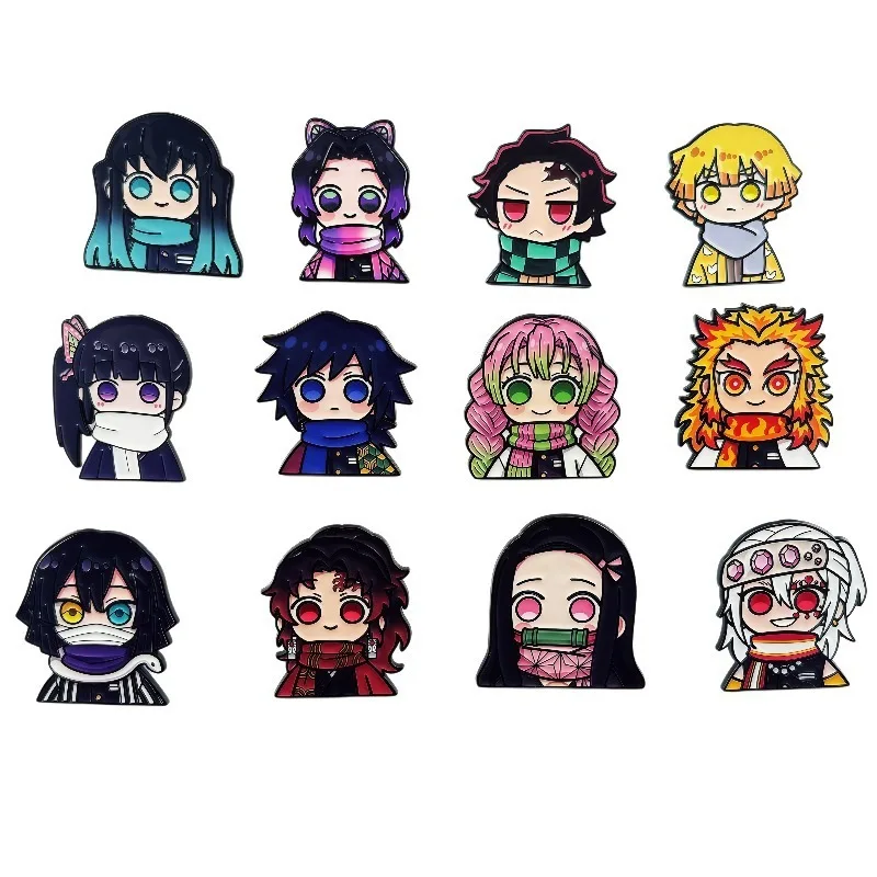 

Demon Slayer Cartoon Brooch Metal Badge Creative Anime Character Accessories for Both Men and Women Trendy Clothing Decoration