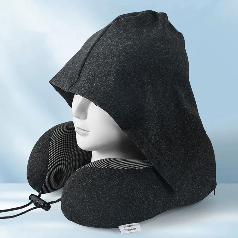 

Custom Removable Nap Memory Foam U-Shaped Pillow With Hood For Office