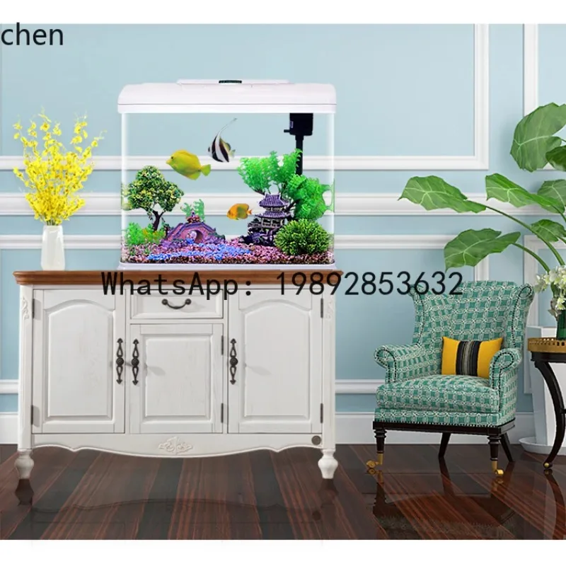 

F1 self-circulating goldfish tank glass small desktop living room home water-free ecological aquarium
