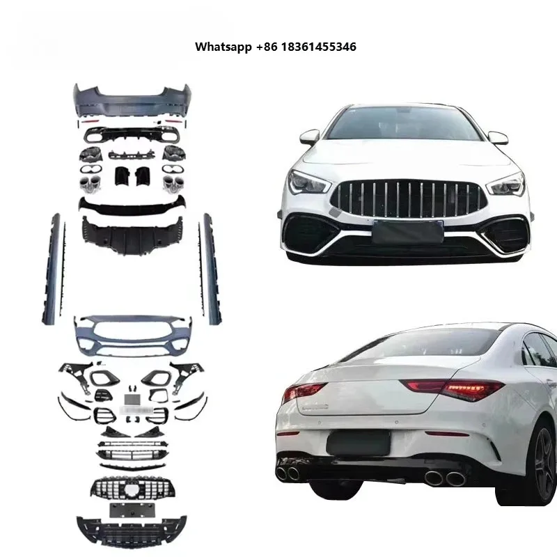 

For CLA W118 Upgrade CLA45 Front Bumper Grille Side Skirt Rear Bumper Diffuser 2019-2023 C118 CLA45 Body Kit