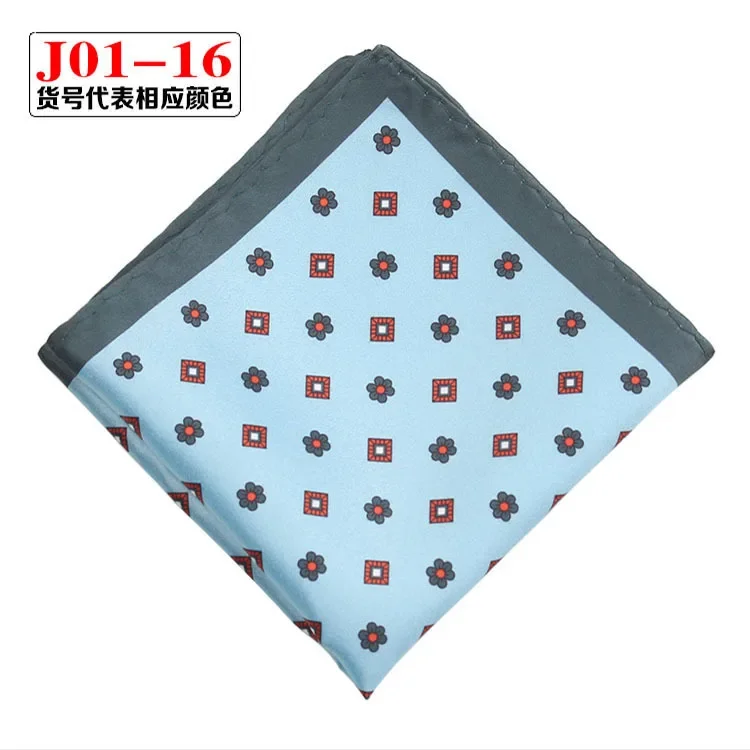 Men Silk Pocket Square Print Real Satin Small Square Scarf Gentleman Business Suit Shirt Chest Scarf Handkerchief 24*24cm