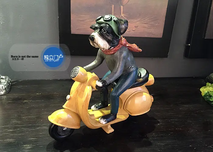 American country European retro creative personalized locomotive Schnauzer dog animal decoration motorcycle ornament