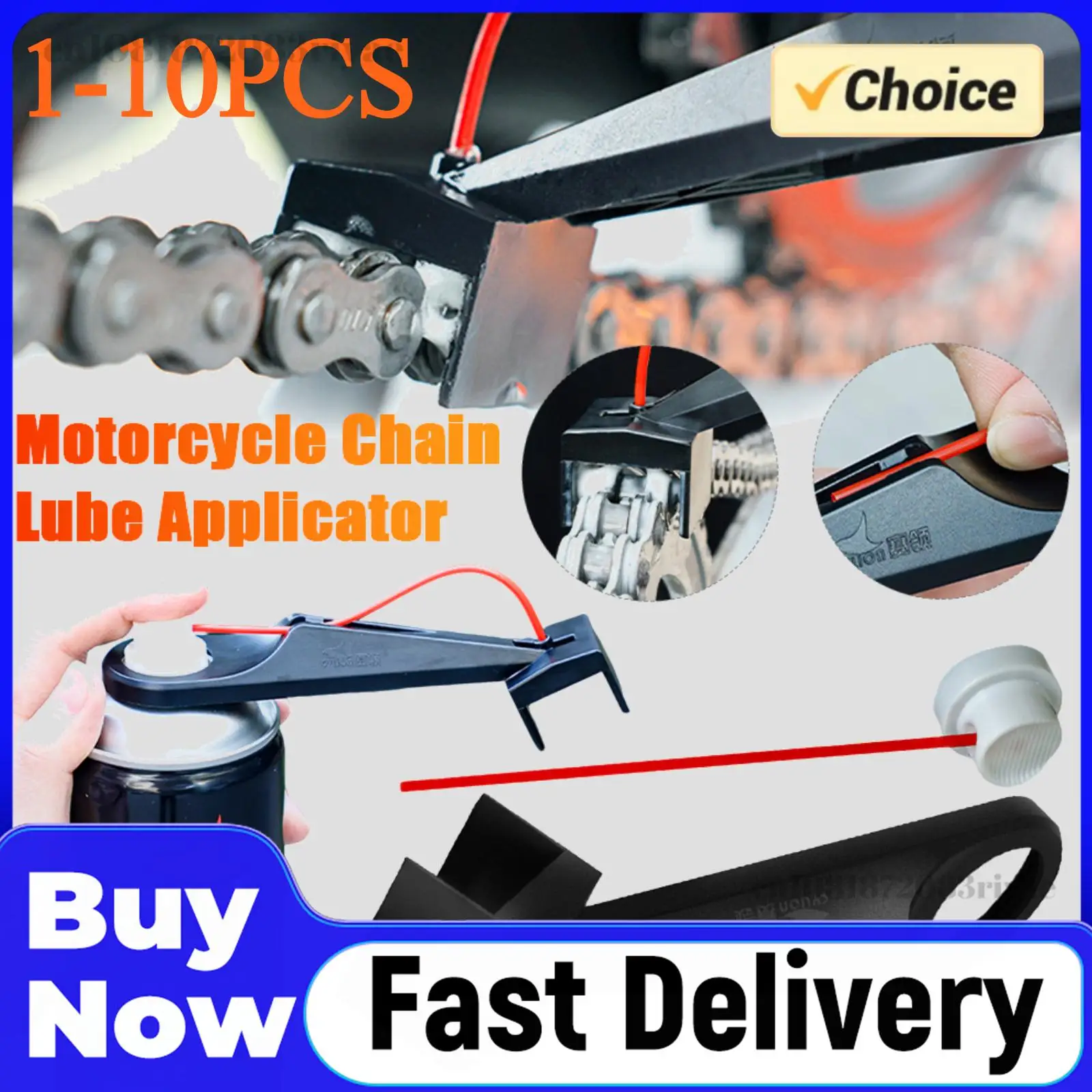 1-10 Set Motorcycle Lube Applicator Motorbike Chain Oiler Spray Gear Mess-Free Chain Wax Chain Cleaner Attachment for Motorcycle