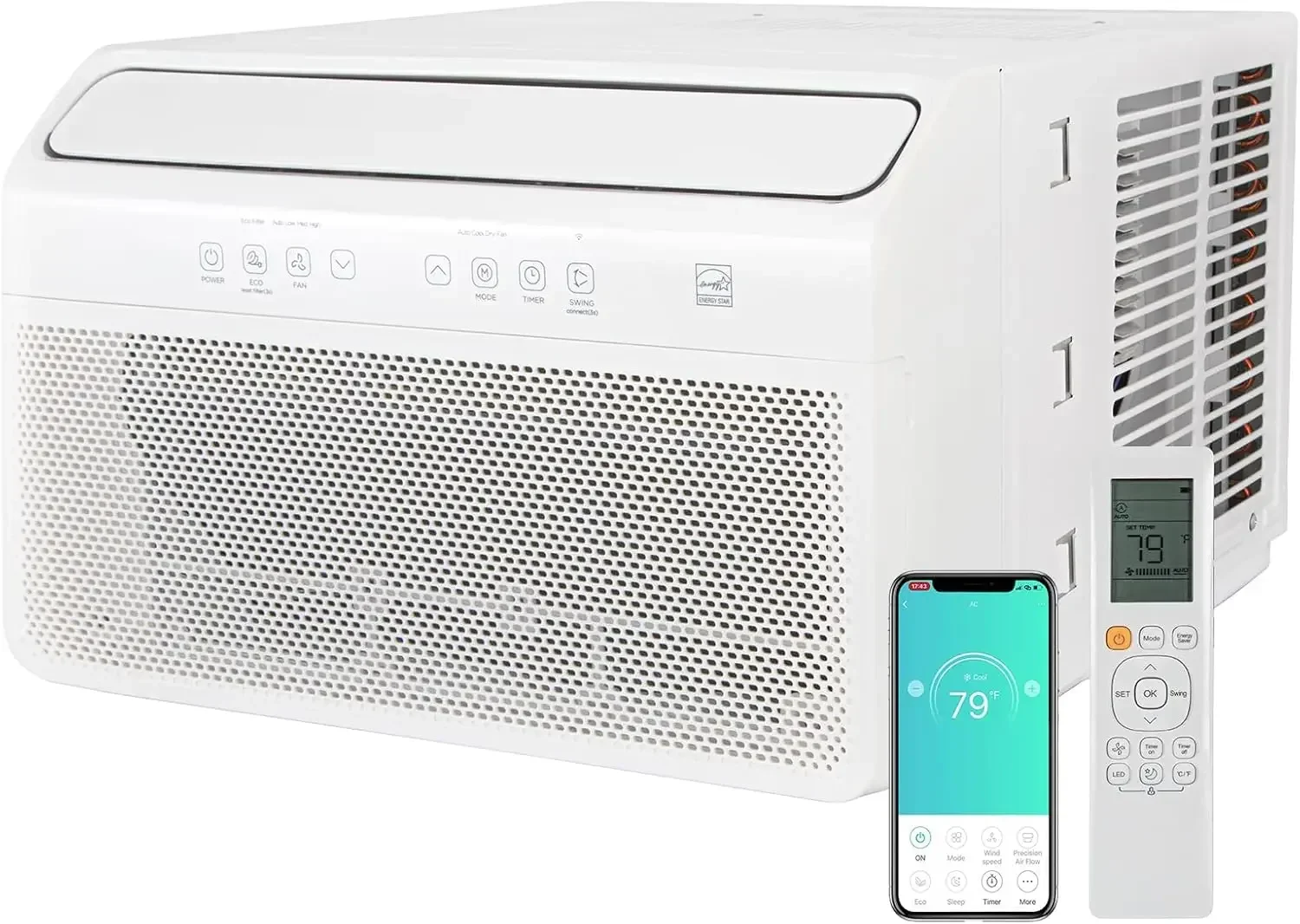 8000-BTU Smart Inverter Window Air Conditioner Energy Saving WiFi Enable Window AC Unit Ultra Quiet with Remote Control