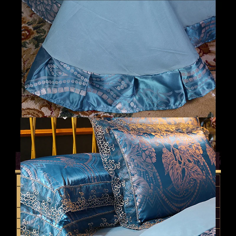 European Classical Luxury 4PCS Bedding Set Jacquard Tencel Modal Comforter Cover with Lace Sheet Pillowcases for King Queen Size - view 6