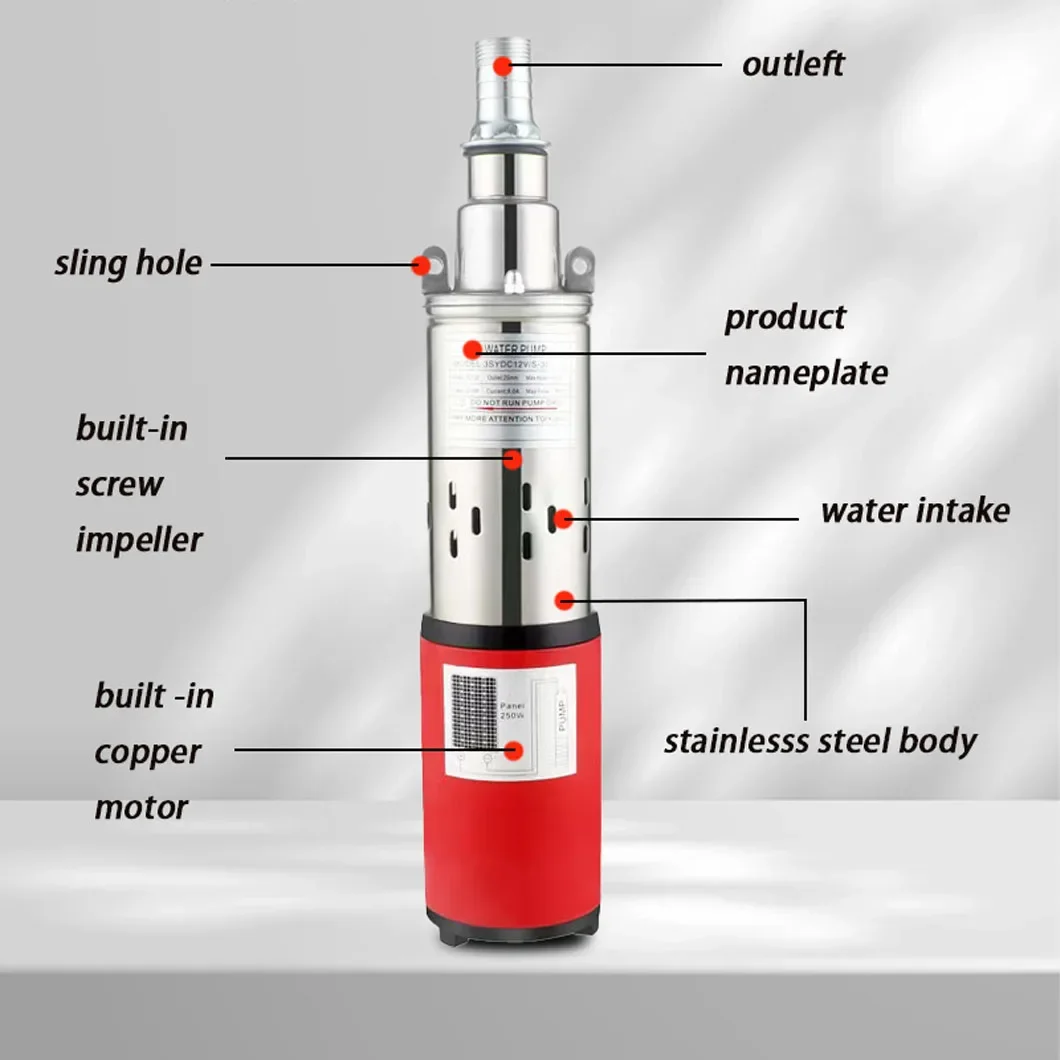 

z for Outdoor 260W DC Solar Brushed Motor Pump Deep Well Pump Household Submersible Screw Pump
