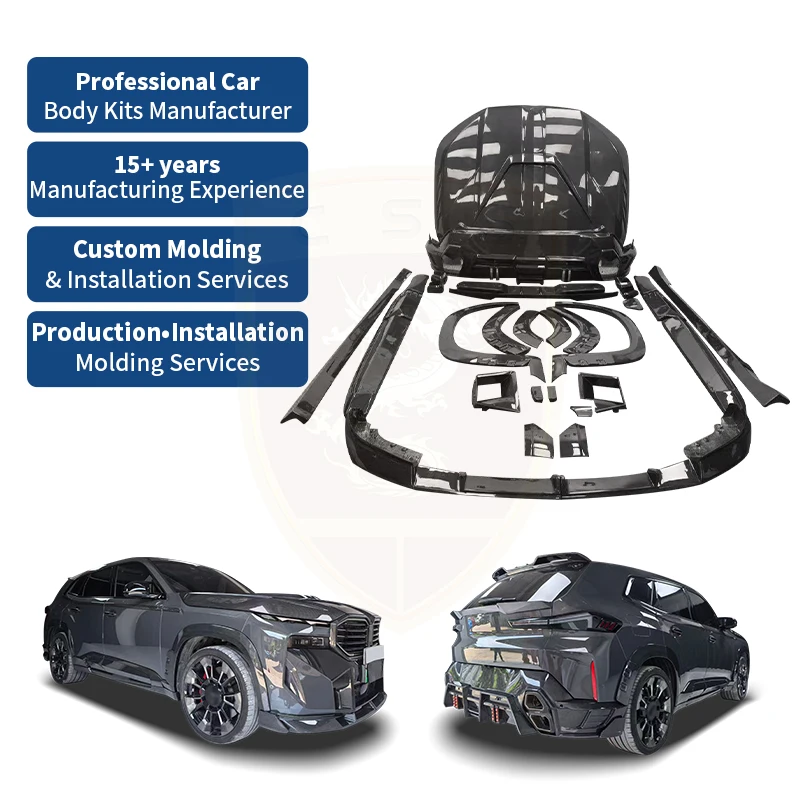 Para BMW XM G09 2024, actualización Larte Style, capó de motor delantero de fibra de carbono seco, ala de techo, boquilla trasera, rueda, ceja