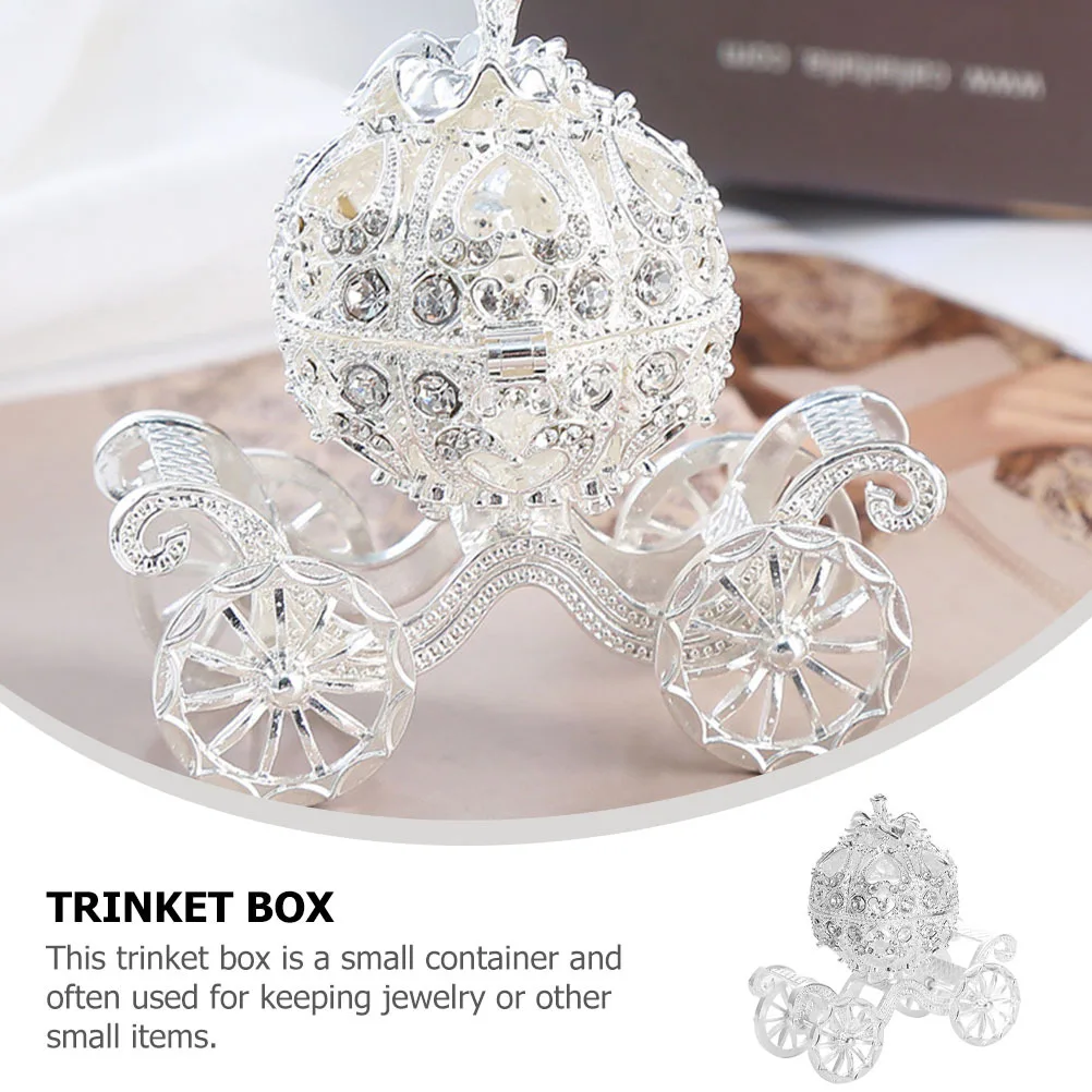 Pumpkin Carriage Jewelry Case Box Enamel Jewelry Storage Case Metal Keepsake Box For Women Holiday Gift Room Decor