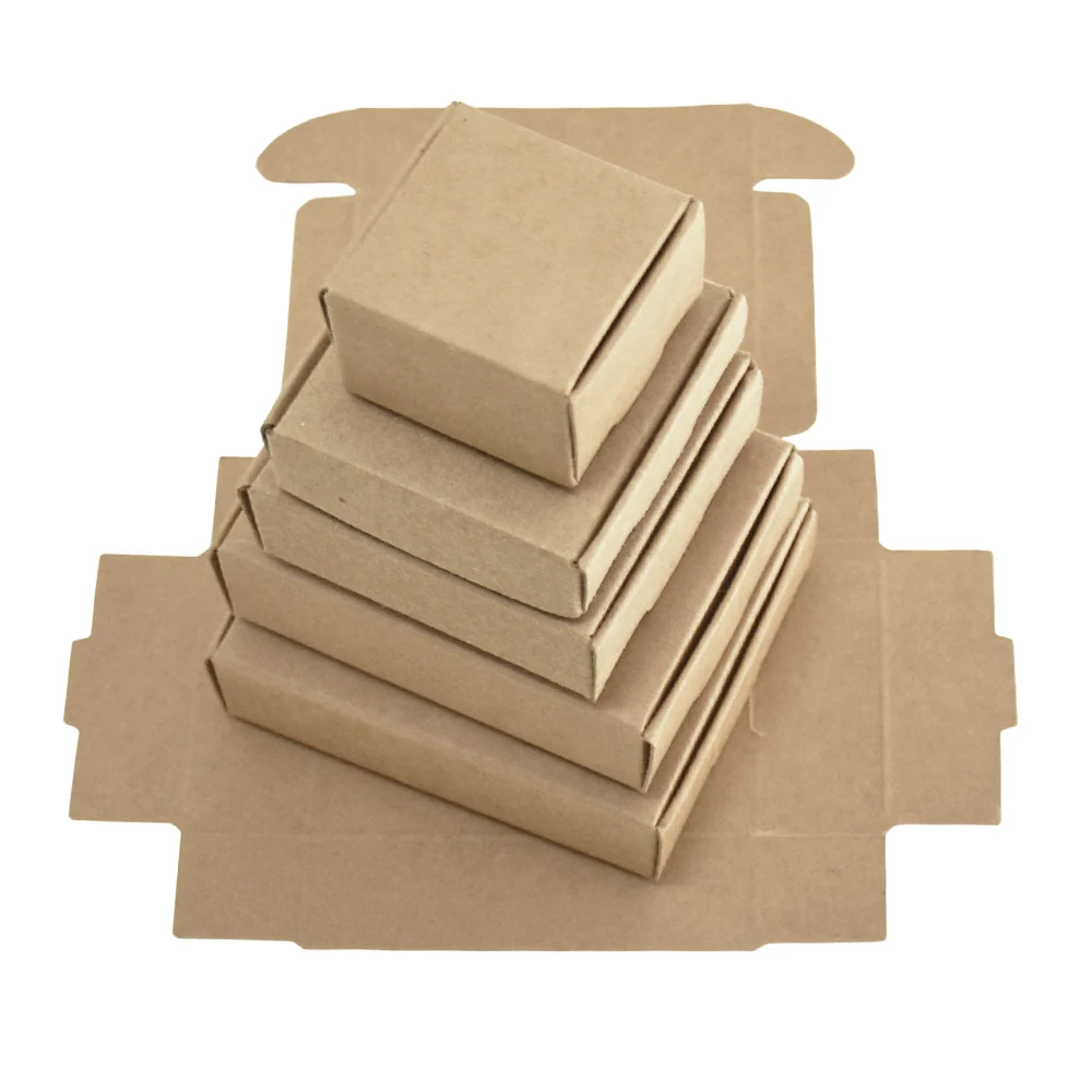 50Pcs/lot Brown Kraft Paper Boxes DIY Gift Packaging Box Foldable Papercard Boxes for Wedding Engagement Birthday Party