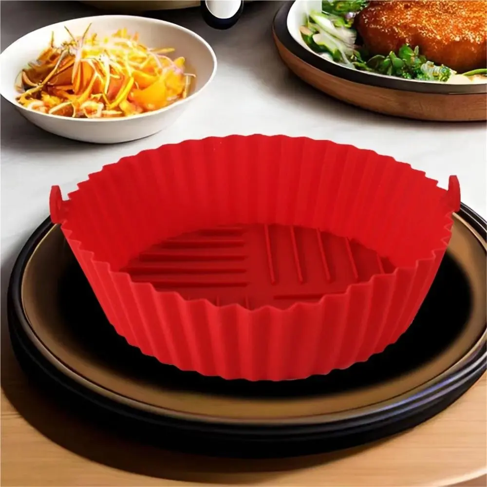 New Silicone Air Fryer Baking Tray Non-Stick Reusable Air Fryer Liners Heat Resistant Double Ear Oven Liner