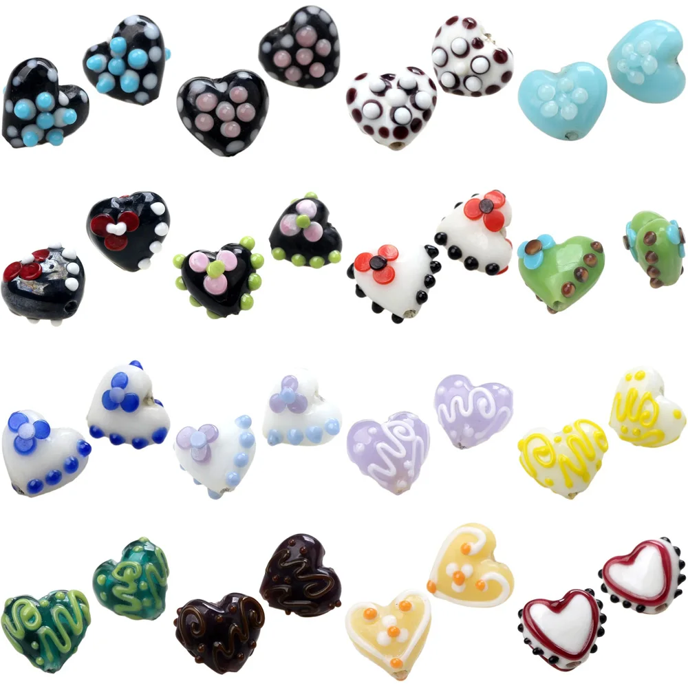 

15mm 2PCS/Lot Peach Heart Style Handmade Lampwork Glass Beads Crafts Charm Bracelets/Earring/Necklace DIY Jewelry Making