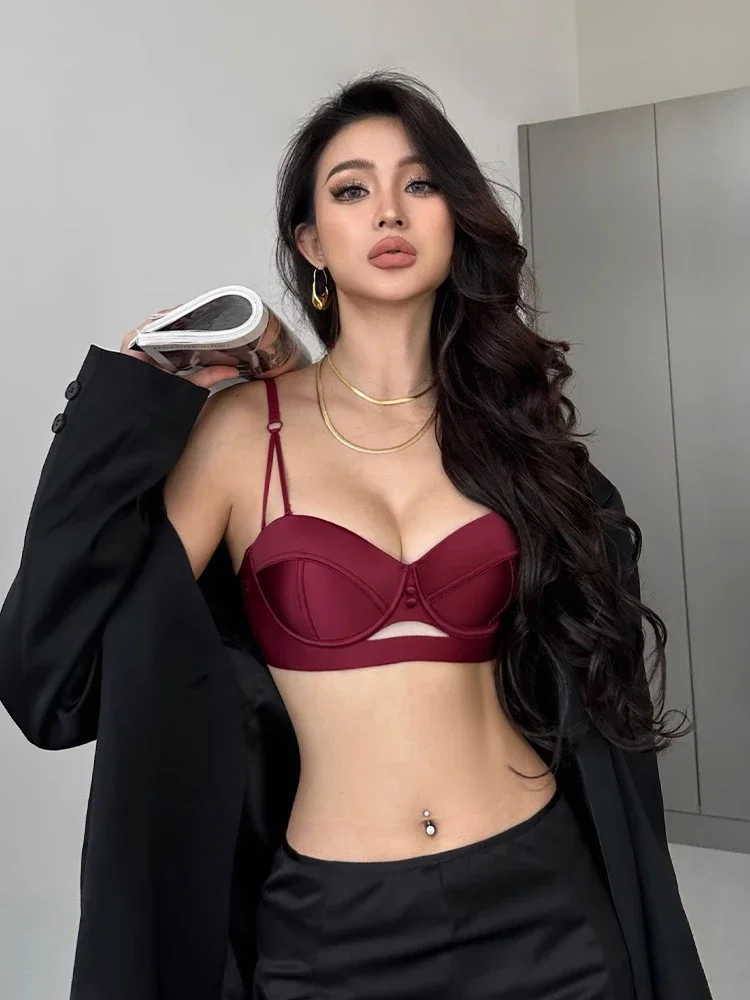 MOYISU أنيمي مجموعة الزفاف VS نمط نصف كوب الحد الأدنى البرازيلي سراويل رفع تأثير تمثال نصفي صغير محسن الرجعية الملابس الداخلية هدية الزفاف