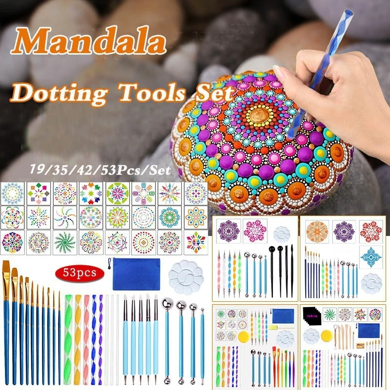 Mandala Dotting Tools Painting Stencils Handwork Drawing Stylus DIY Stone Embossing Starter Drawing Stylus Pens Art Kit Tools