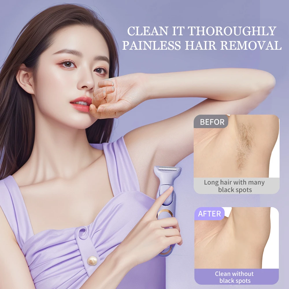 جهاز إزالة الشعر الكهربائي 5 في 1، آلة إزالة الشعر غير المؤلمة للوجه والأنف والساقين وتشذيب البيكيني تحت الإبط للنساء، آلة إزالة شعر الوجه
