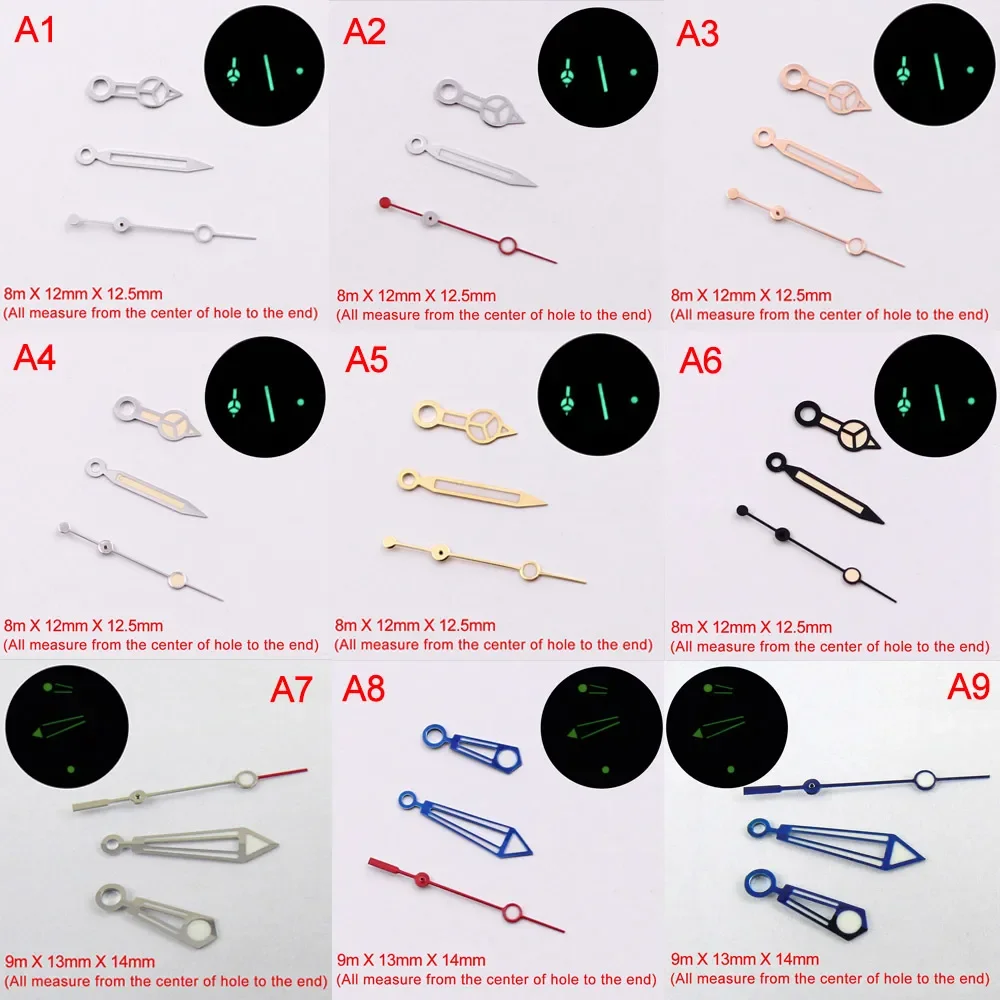 Lisban A-Series Watch Accessories Watch Hands Pointer NH35 Green Super Luminous, Suitable for NH35, NH36 Movement Hands