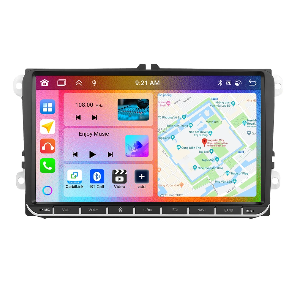 Podofo 9'' 6+128G autoradio voor VW/PASSAT/GOLF/POLO/BORA multimediaspeler Carplay Android Auto BT GPS WIFI RDS EQ FM autoradio - afbeelding 2