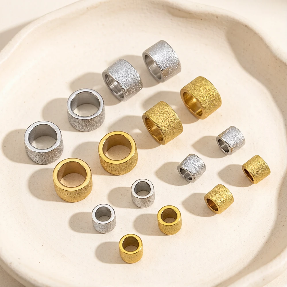5/10 pieces 6mm 10mm stainless steel antique gold matte large-hole spacer beads DIY bracelet necklace loose bead accessories